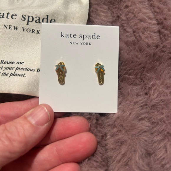 kate spade Jewelry - Kate Spade Gold Earrings with Blue Accents
